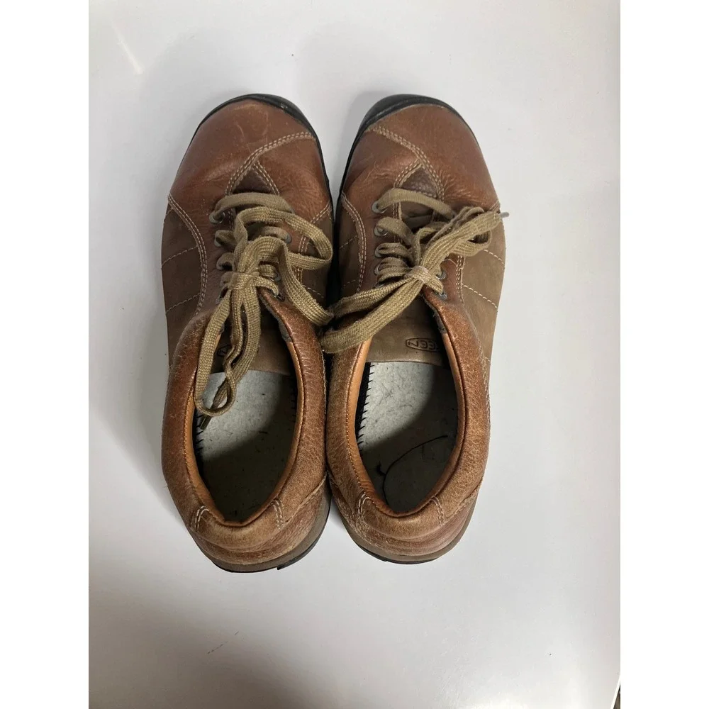 KEEN Presidio Walking Shoes Women 11 Brown Fair Leather Lace Up 1011401